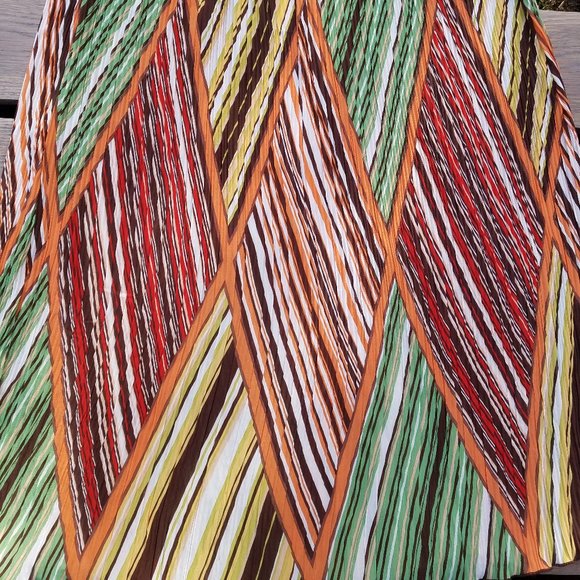 AVA JAMES Multicolor Striped Diamind Pattern Skirt - Picture 2 of 16